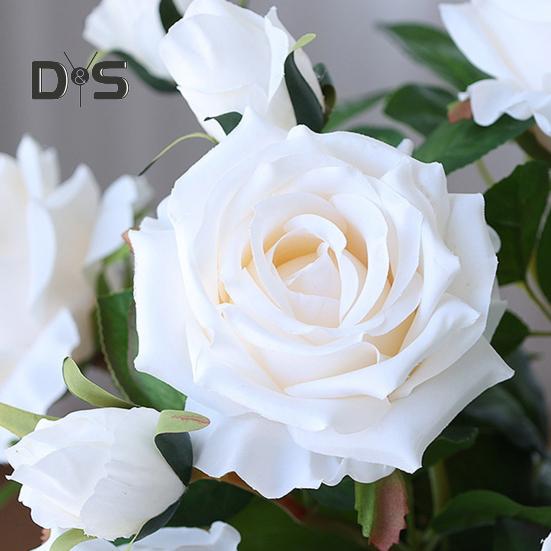 Искусственная роза со стеблем 2 головки Не увядает без полива Реквизит для свадебных фото Реалистичные многоразовые ветки искусственных цветов Товары для украшения дома