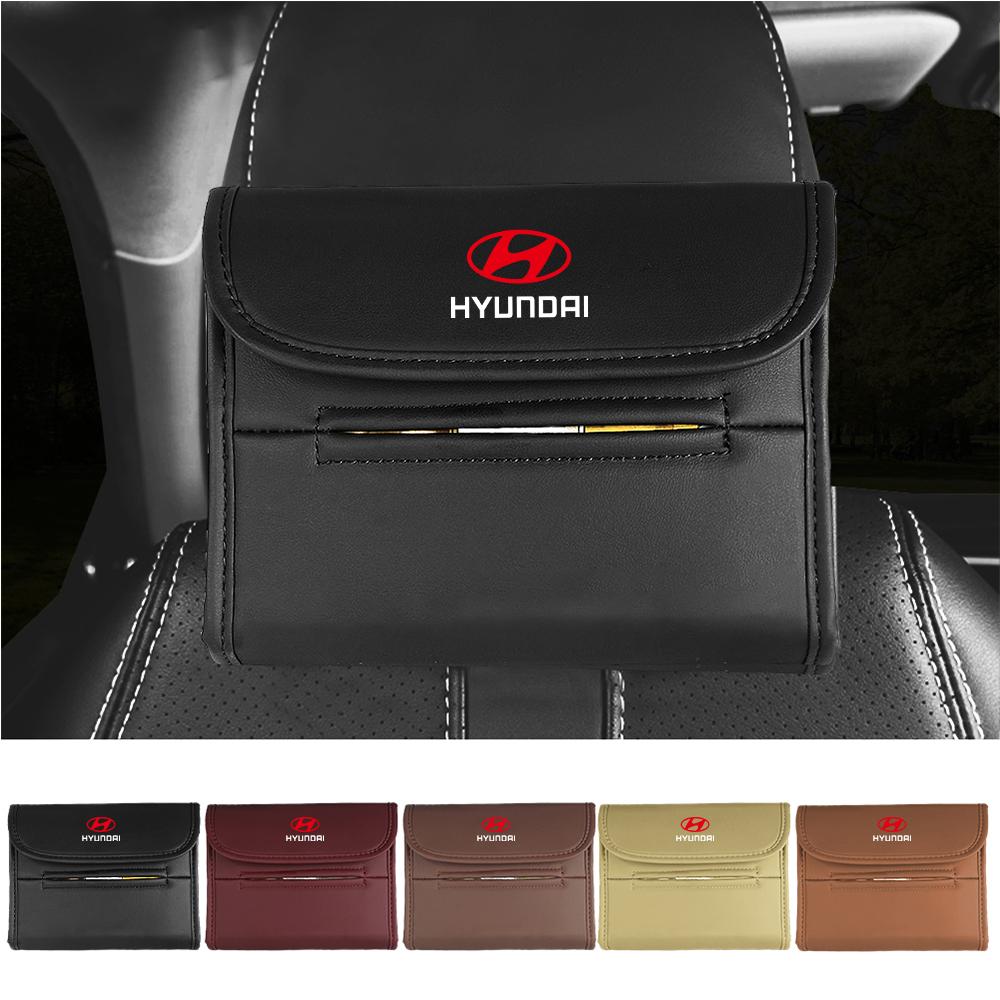For Hyundai Sonata I20 Elantra Santafe Accent Tucson Solaris Accessories Car Tissue Box Car Seat Back Tissue Hanging Storage Bag T6