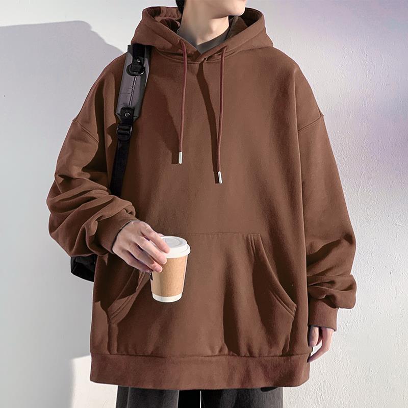 Осенняя новая мужская модная шапка-толстовка махровая однотонная рубашка с пустым дном пара толстовка с капюшоном