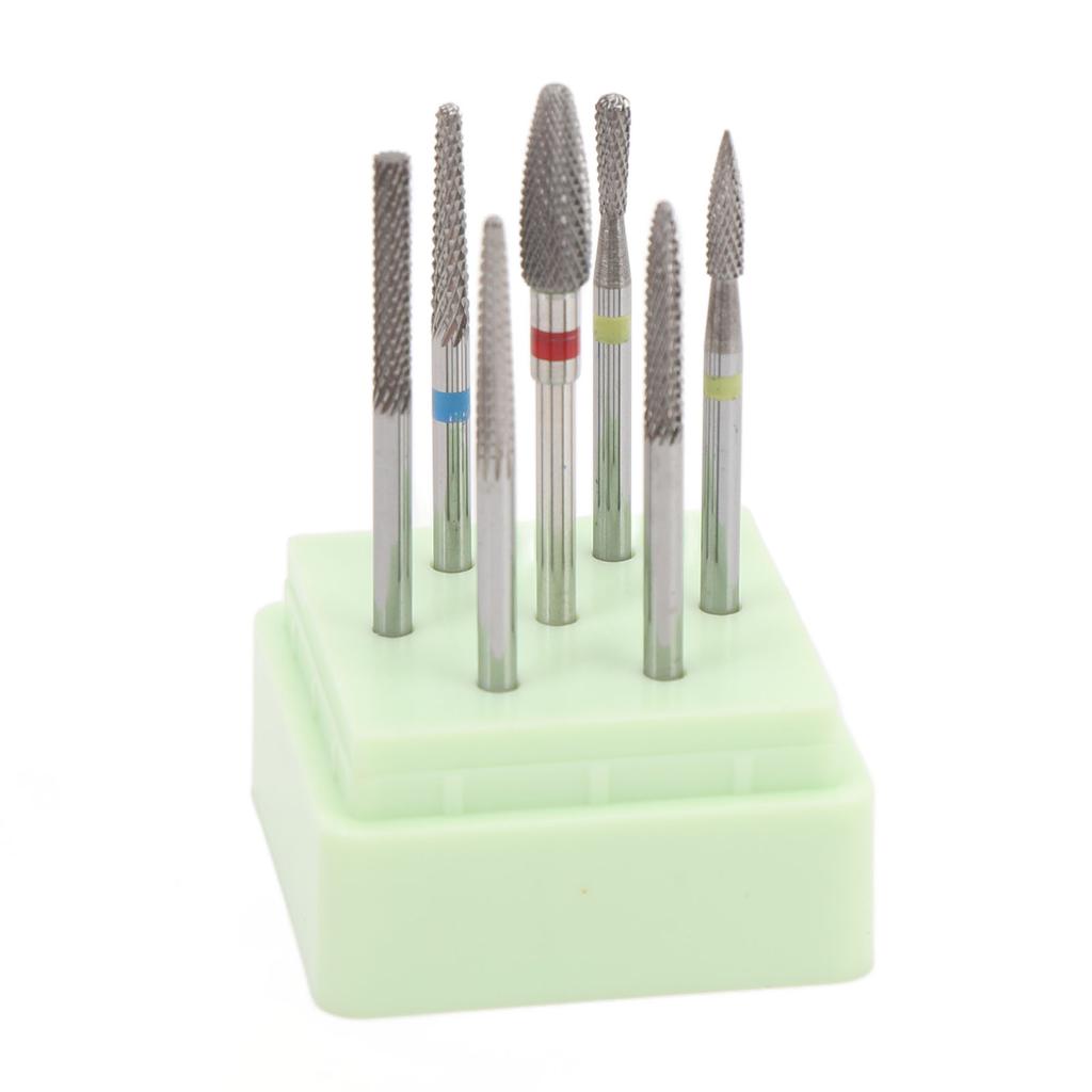 7pcs Nail Art Polishing Head Kit Tungsten Carbide Nail Drill Bits Set Manicure Tool for Electric
