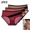 Большой размер 3 предмета Женское нижнее белье Средняя посадка Сетчатые дышащие трусы Подходит для 60 кг до 125 кг