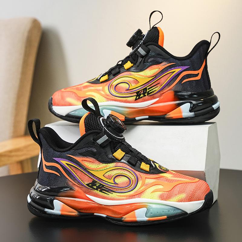 Boys' Sports Shoes Boys' Shoes 2025 New Running Mesh Basketball Shoes Breathable Medium and Large Children's Boys Non-slip