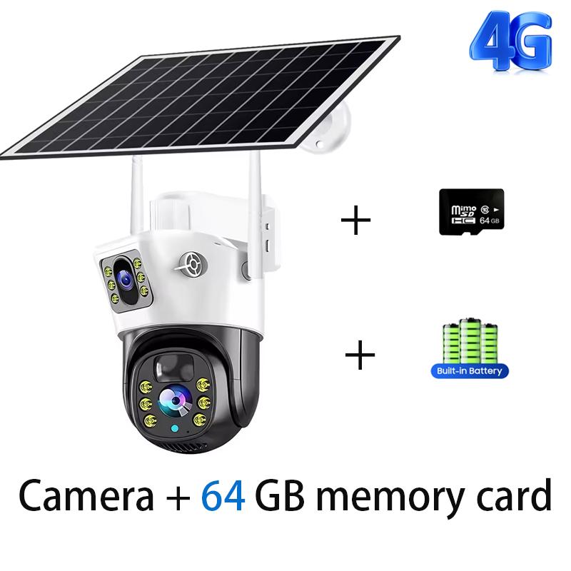 LS VISION 8MP Solar Camera 4G Wireless WiFi Dual Lens CCTV 4K Dual Screen Security Protection Human Detection PTZ Waterproof Outdoors Cam