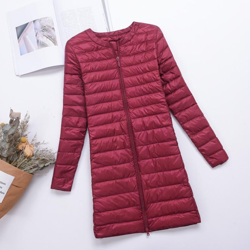 Womens Mid-Length Lightweight Down Jacket Inner Layer Slim Fit Casual Office Wear