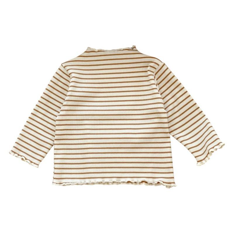 Топ с длинным рукавом для девочки, плиссированная хлопковая футболка с принтом, детский топ