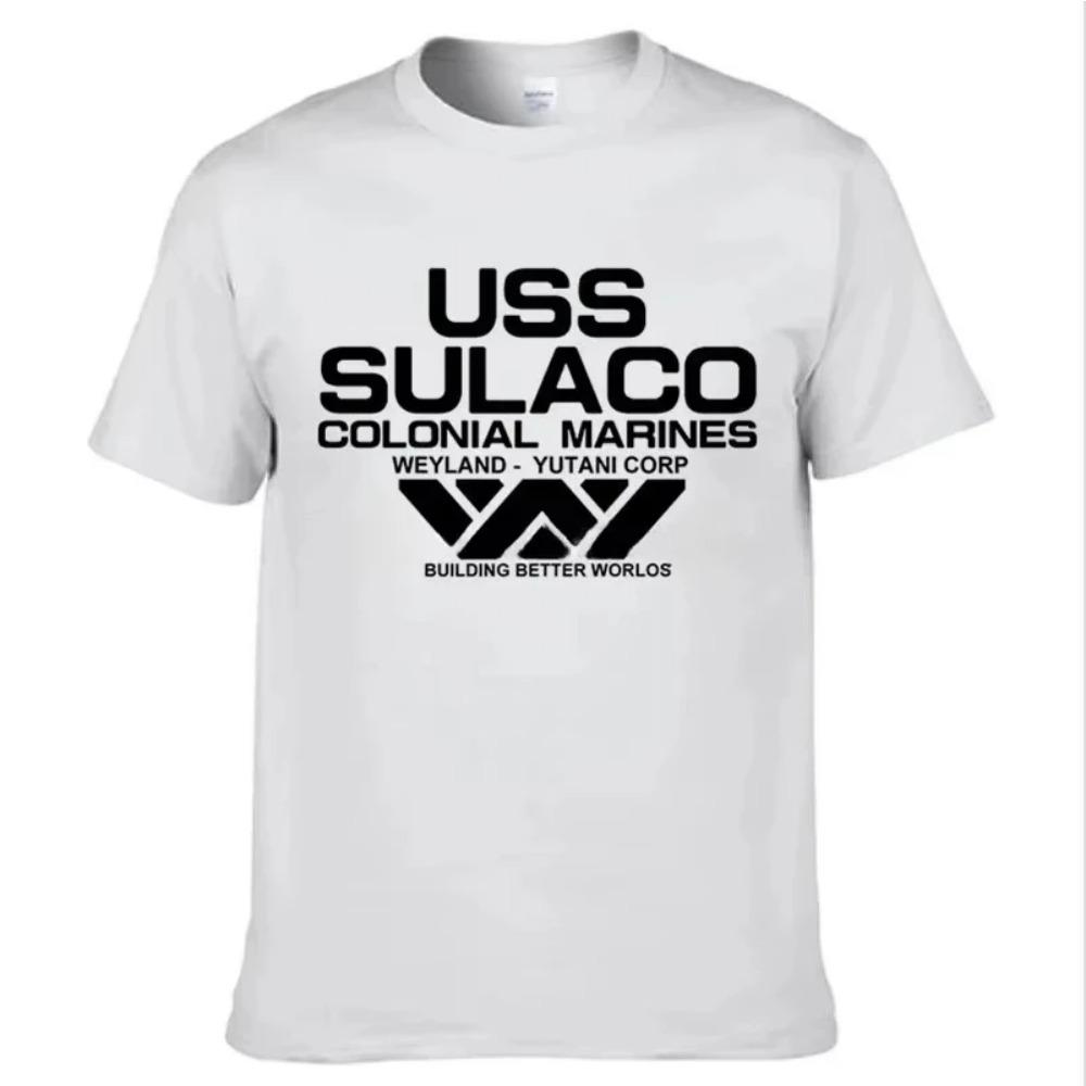 Футболка Alien USS Sulaco Colonial Marines Aliens Off World с коротким рукавом, мужская хлопковая футболка с круглым вырезом