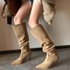Fashion Large Walled Pile Boots, Pointed Long Boots, Women's Plus Size, Thin Heels, High Boots, High Heels, Thick Legs, Knee High Boots