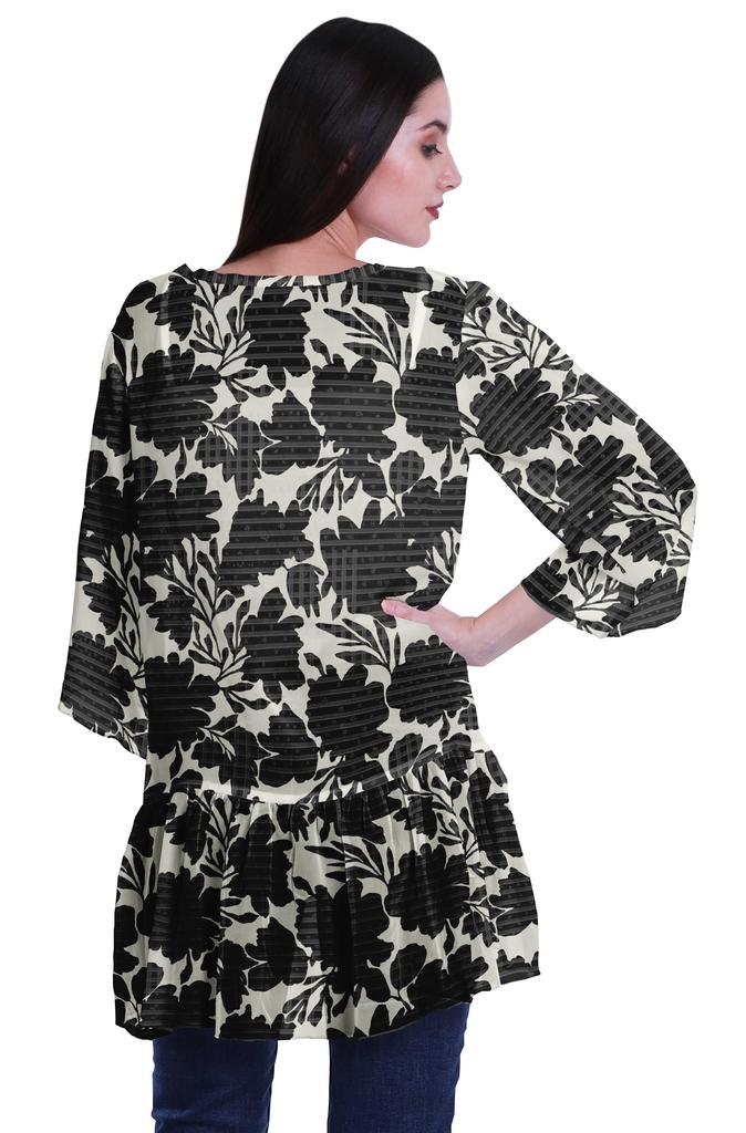 Moomaya Printed Georgette Beach Clothes For Women Short Shrug Cover Up