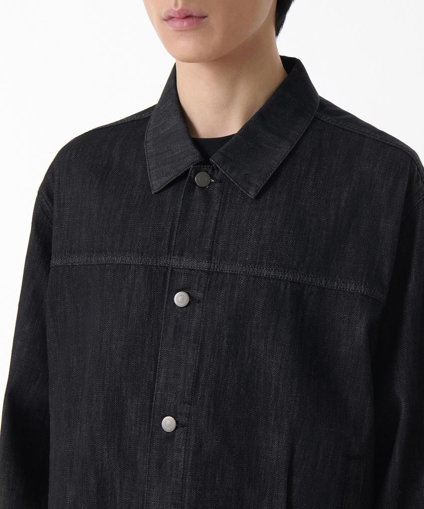 Musinsa Standard Linen-Like Minimal Denim Trucker Jacket [Raw Black]