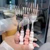 Вилка с жемчужной ручкой для десерта, бытовая вилка для стейка из нержавеющей стали, вилка для салата, десертная вилка для пасты, кухонные принадлежности, гаджеты