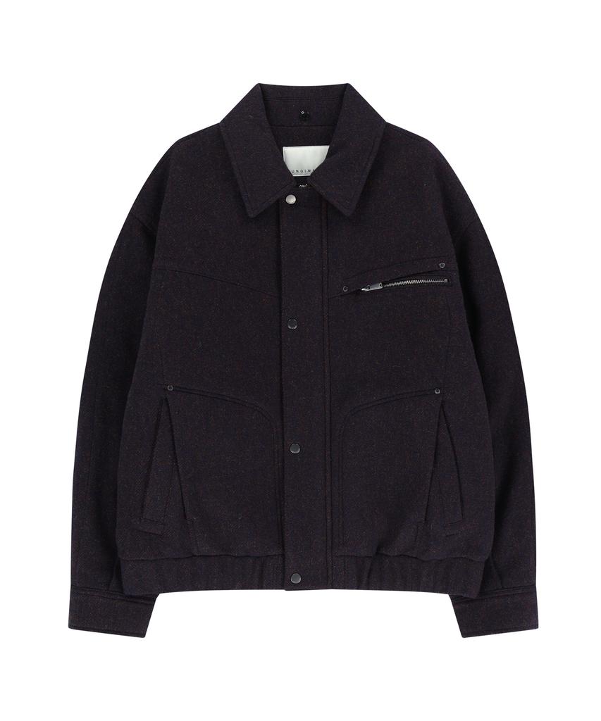 Ungimmick Fur Collar Wool Blouson Jacket (Navy)
