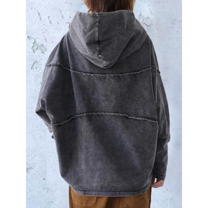 Женский винтажный пуловер с капюшоном, свободный, большого размера, с длинными рукавами