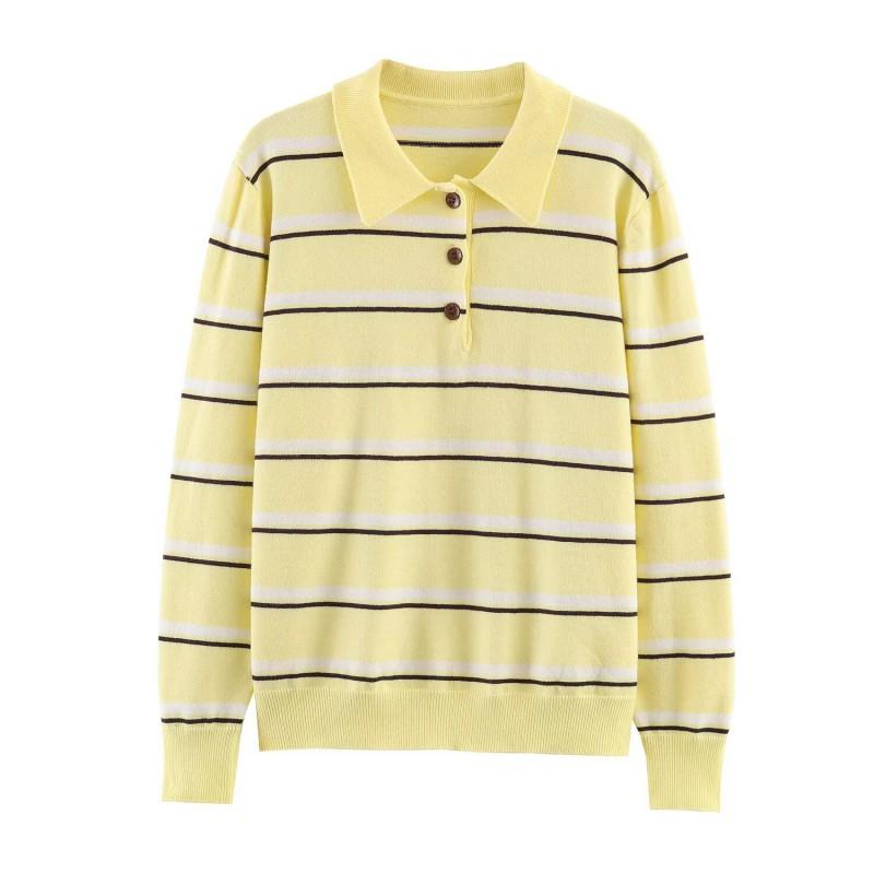 2026 Retro Striped Plaid Collar Shirt Women Street Style Long Sleeve Top