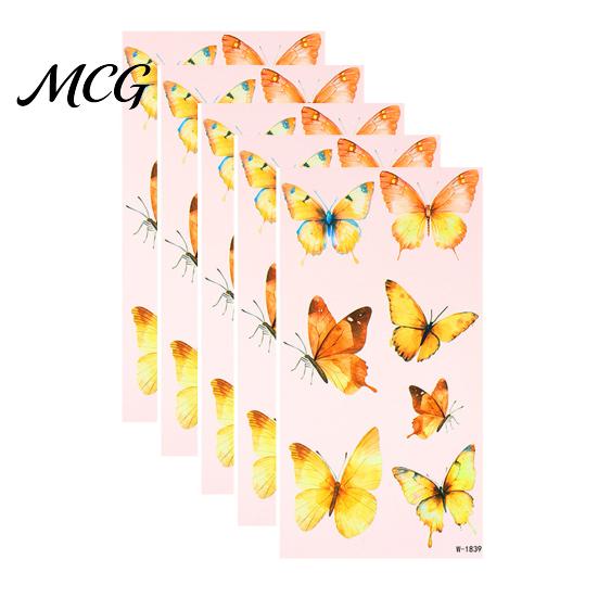 Easy Apply Tattoo Stickers 5 Sheets Butterfly Stickers, Waterproof Temporary Flower Tattoos, Colorful Safe Skin Tattoos Face Body for Parties