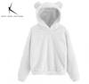 Winter Women's Hoodies Winter Women Long Sleeve Rabbit Ear Hood Sweatshirt Cute Plush Warm Casual Hoodie Tops