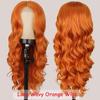 Long Body Wave Ginger Orange Wigs Synthetic Lace Wigs for Women Highlight Black Brown Middle Part Wig Cosplay Hair