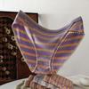 Creative Gradient Sports Style Plus Size Panties with Striped and Sexy High Slit Women’s Panties
