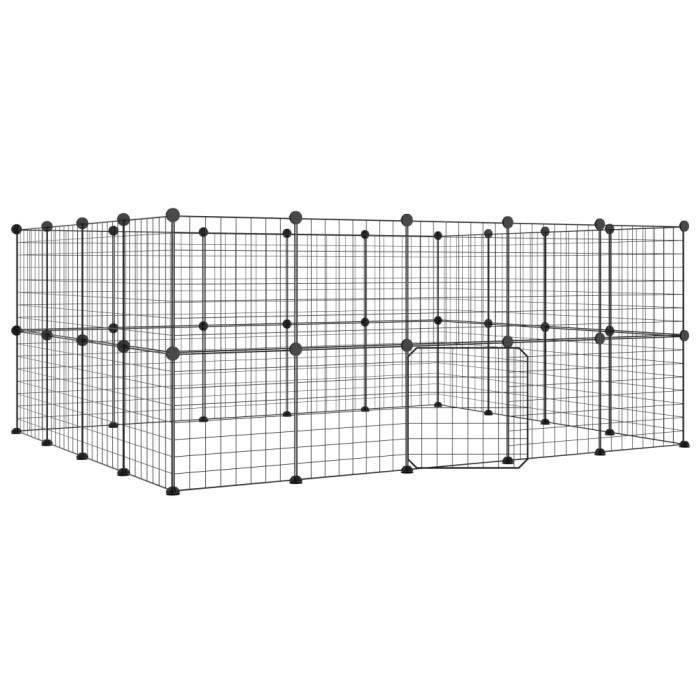 3114039 vidaXL Pet Cage 36 Panels and Door Black 35x35 Cm