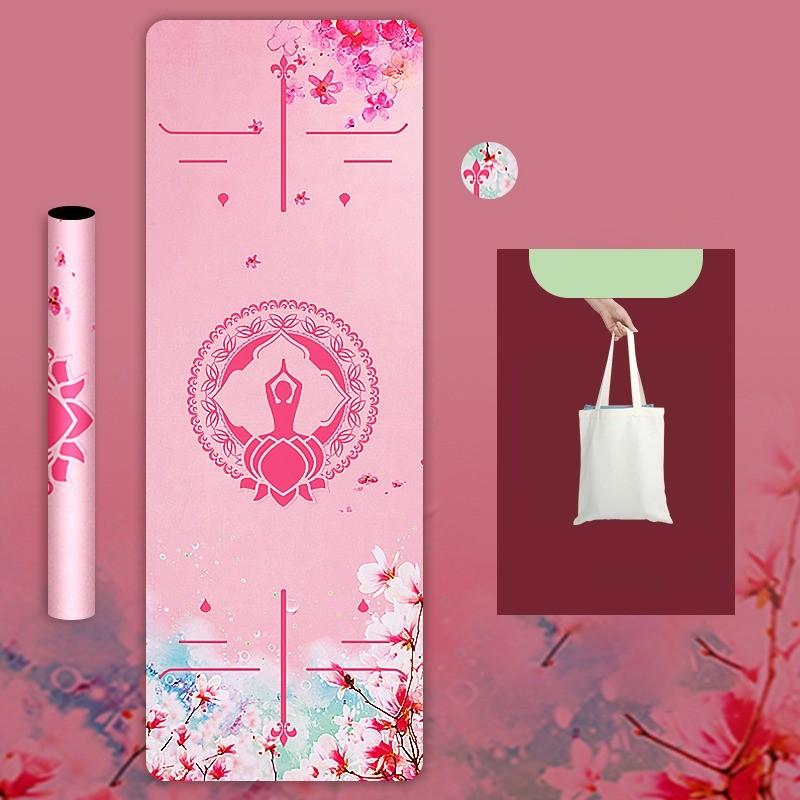 Коврик для йоги с принтом из натурального каучука и бархатной поверхностью. Тонкий нескользящий портативный складной напольный коврик, впитывающий пот. Фитнес-упражнения. Моющийся напольный коврик.