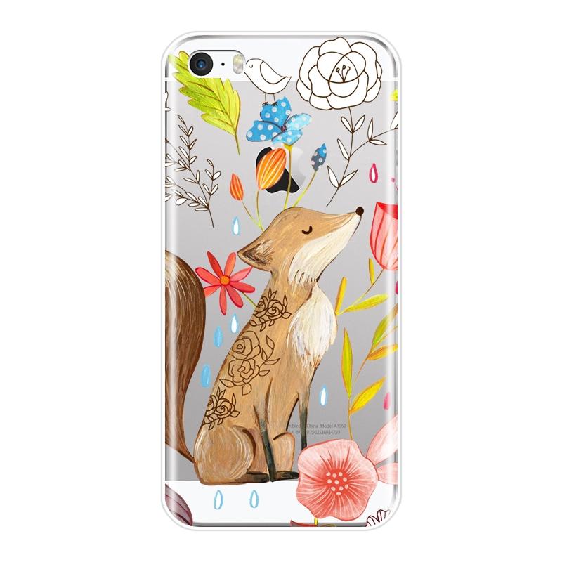 Чехол для телефона для Apple iPhone 4 4S 5 5C 5S SE, силиконовый чехол с цветком, мопс, собака, кошка, фламинго, лиса, олень, мягкая задняя крышка для iPhone 4 5 S
