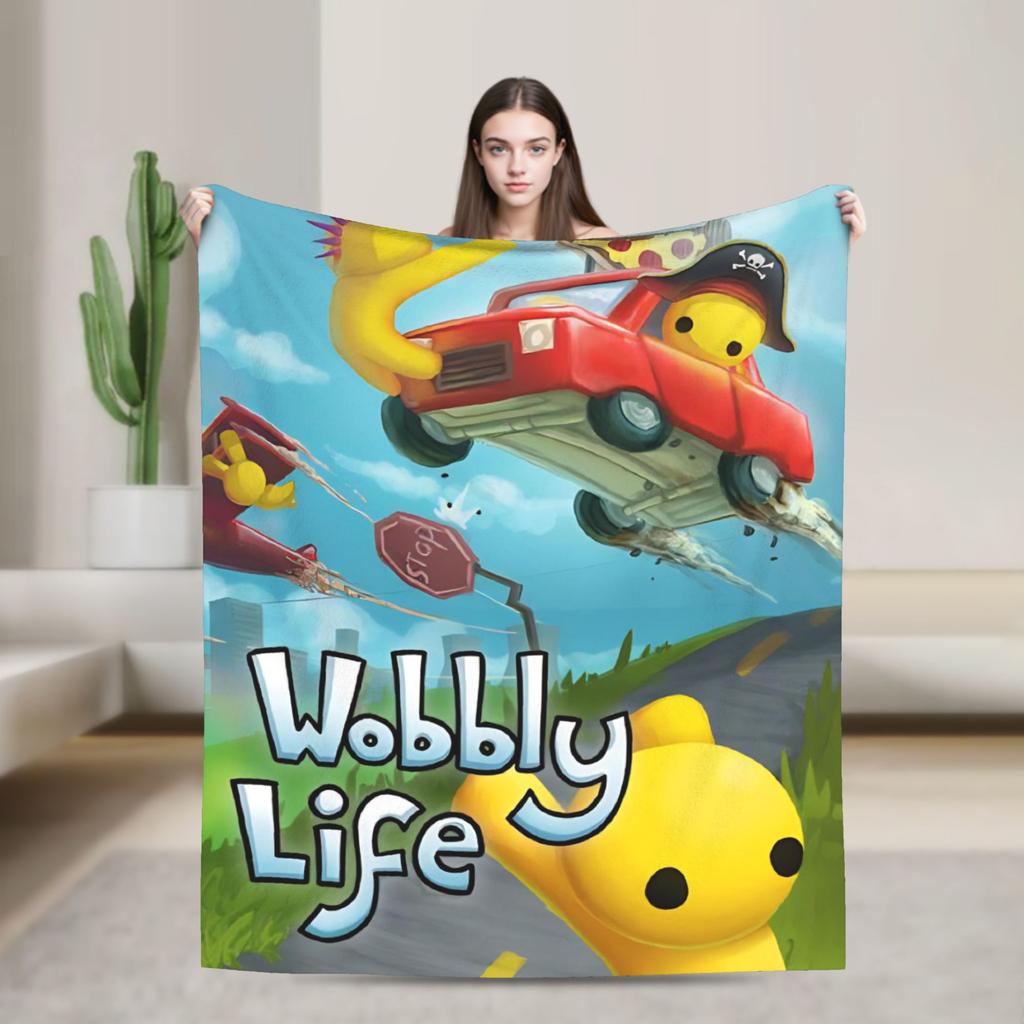 Wobbly Life Sandbox Game Fashion Blanket Cartoon Funny Flannel Novelty Warm Throw Fashion Blankets for Coverlet Decoration Outdoor