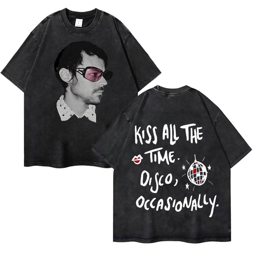 Harry Styles Kiss All The Time Disco Occasionally  Tour High Quality Vintage Washed ONeck Tshirt Fan Gift Unisex Cotton Tee