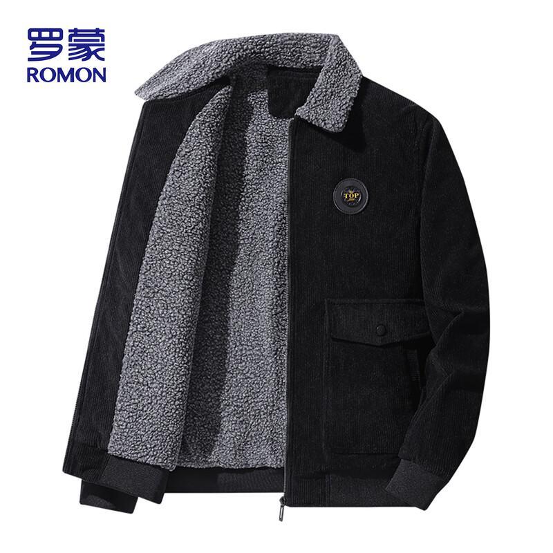 Romon Men's Fleece-Lined Corduroy Jacket