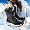 Women Boots Winter Warm Quality Mid-Calf Snow Boots High Quality Snow Boots Lace-up Comfortable Ankle Outdoor Waterproof Hiking