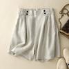 DIMANAF Большой размер 2025 Женские шорты Брюки Летние Свободные Короткие Базовые Льняные С Высокой Посадкой Однотонные Брюки Эластичная Талия