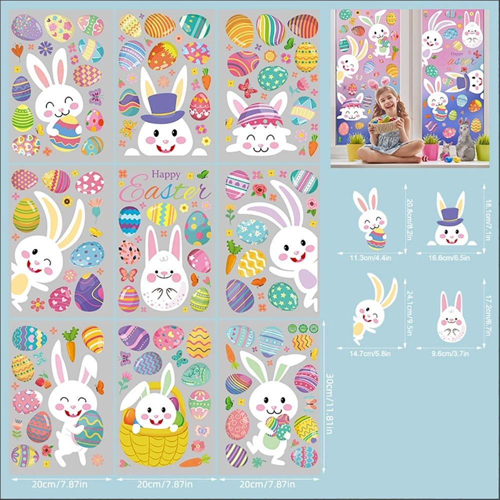 Self Adhesive Easter Egg Stickers Electrostatic Sticky DIY Easter Bunny Glass Window Sticker Colorful Room Wall Decals
