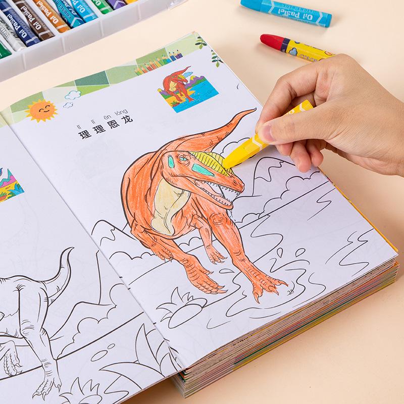 Книжка-раскраска «Динозавры и машины» для детей 3-6 лет