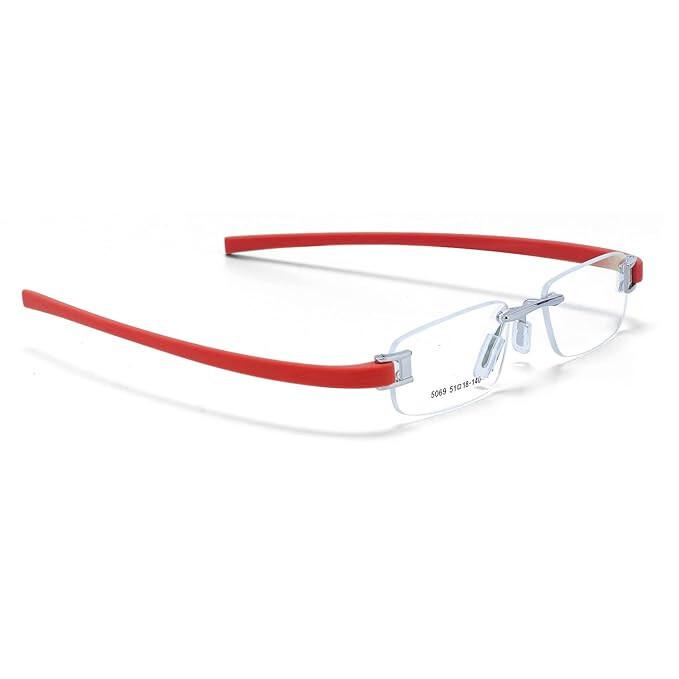 RSINC Combo Rimless Frame Eyeglasses for Unisex Silver Red-Silver Yellow Tag A1 JL156426815372