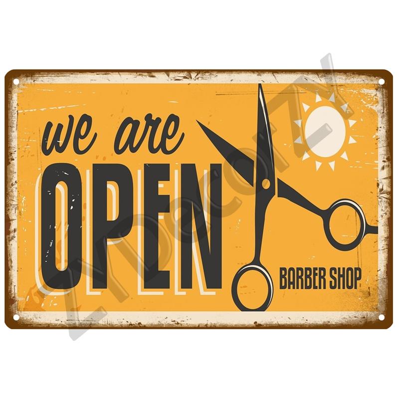 Винтажный домашний декор Жестяная вывеска Парикмахерская Металлическая вывеска Плакат Бар Паб Ретро-табличка Стрижка и бритье Борода Железные картины Художественные пластины