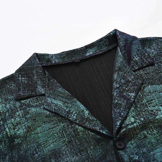 Рубашка для выступлений в клубе с воротником-лацканом, однобортная, с блестящей поверхностью, привлекающая внимание, для вечеринок, ночных клубов, танцев, кардиган средней длины