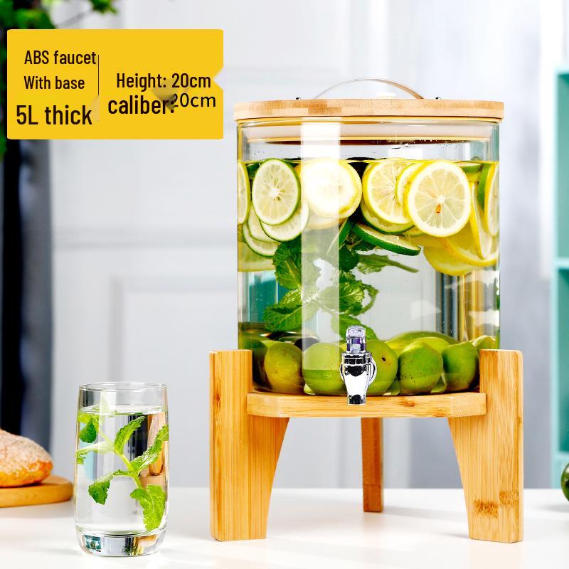 Стеклянный диспенсер для напитков большой емкости с краном для холодных напитков и фруктового чая