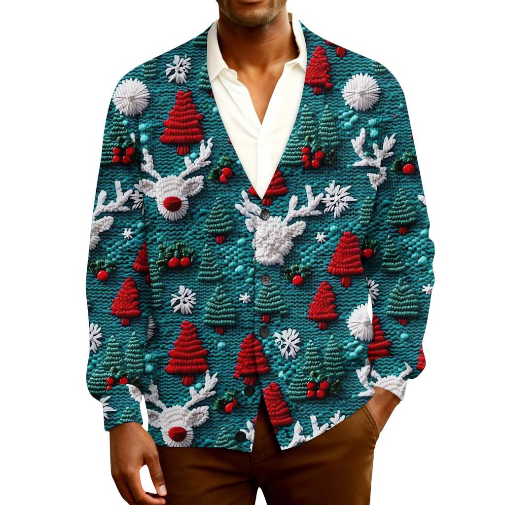 Мужской кардиган с длинным рукавом, рубчатой вязки