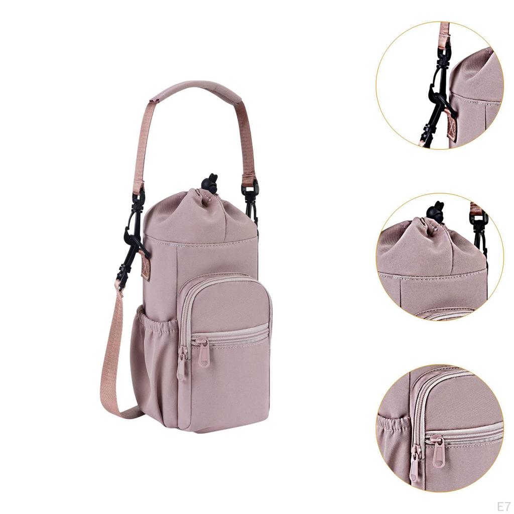 Сумка-переноска для бутылок с водой, регулируемый плечевой ремень для мужчин и женщин с карманом на молнии