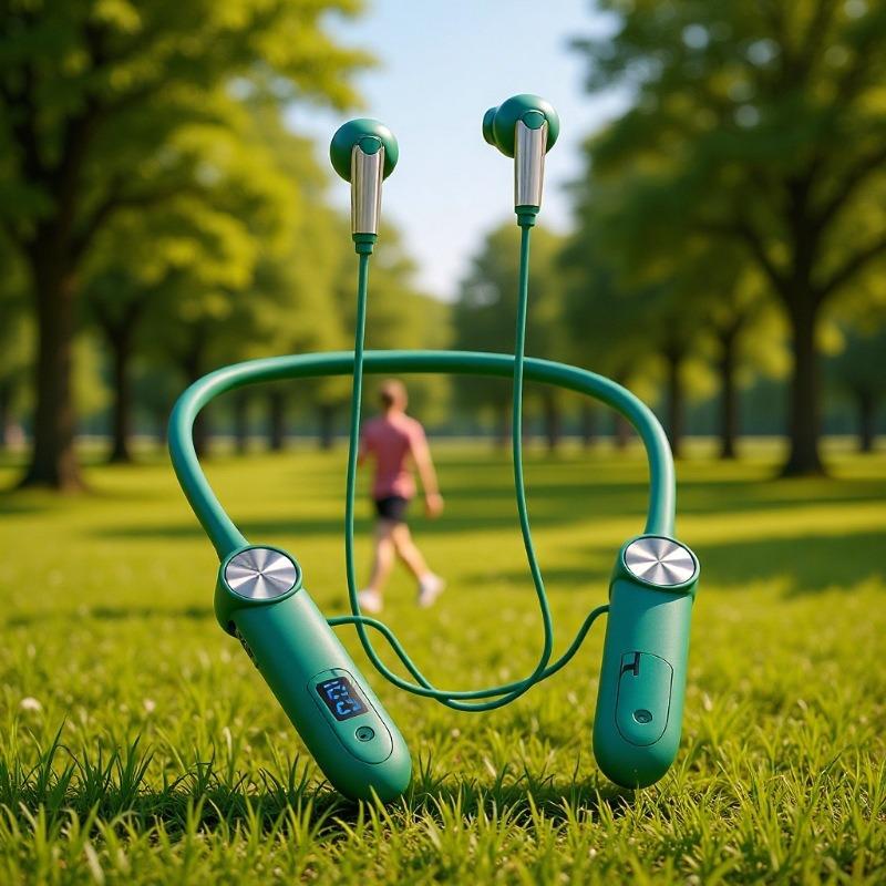 Bluetooth-наушники с шейным ободком, с длительным временем работы в режиме ожидания, двухканальные, спортивный дизайн внутриканального типа и цифровым дисплеем.