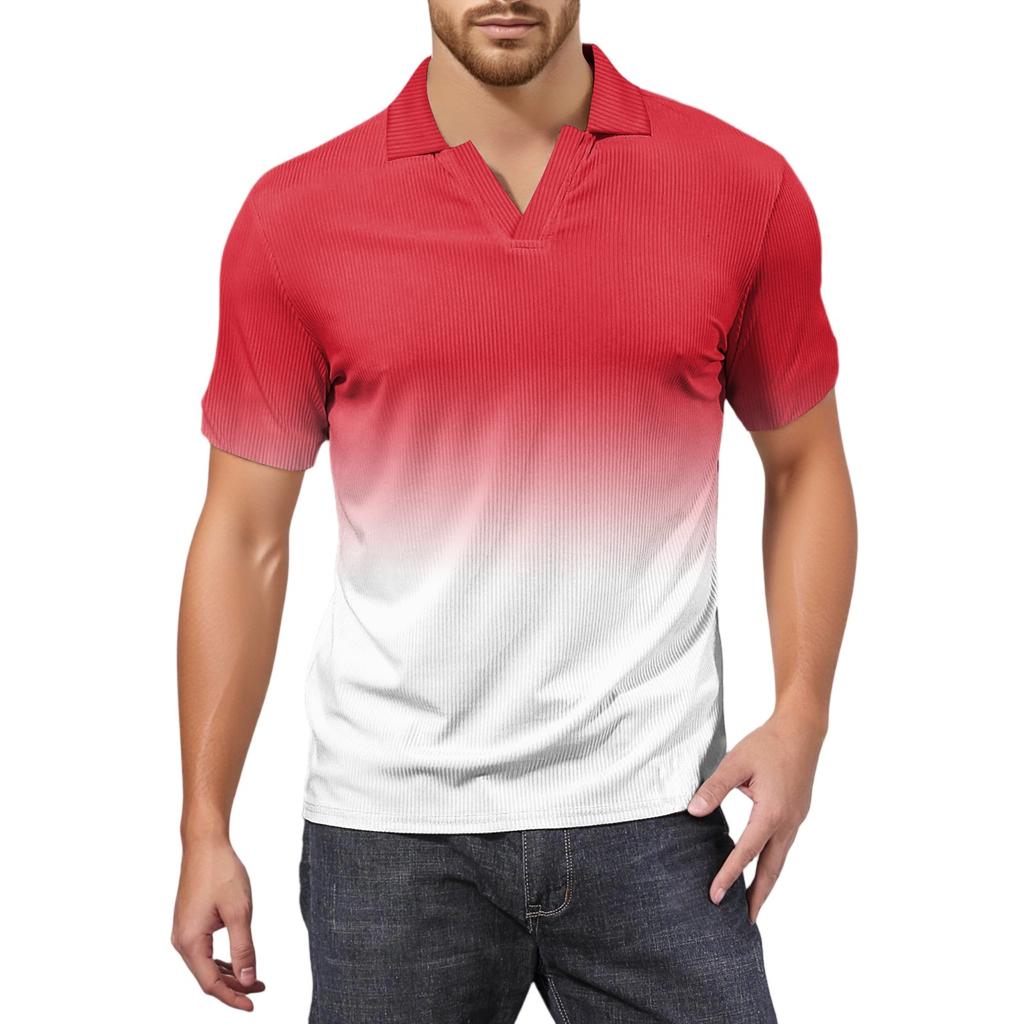 Мужская модная футболка для гольфа с коротким рукавом и V-образным вырезом