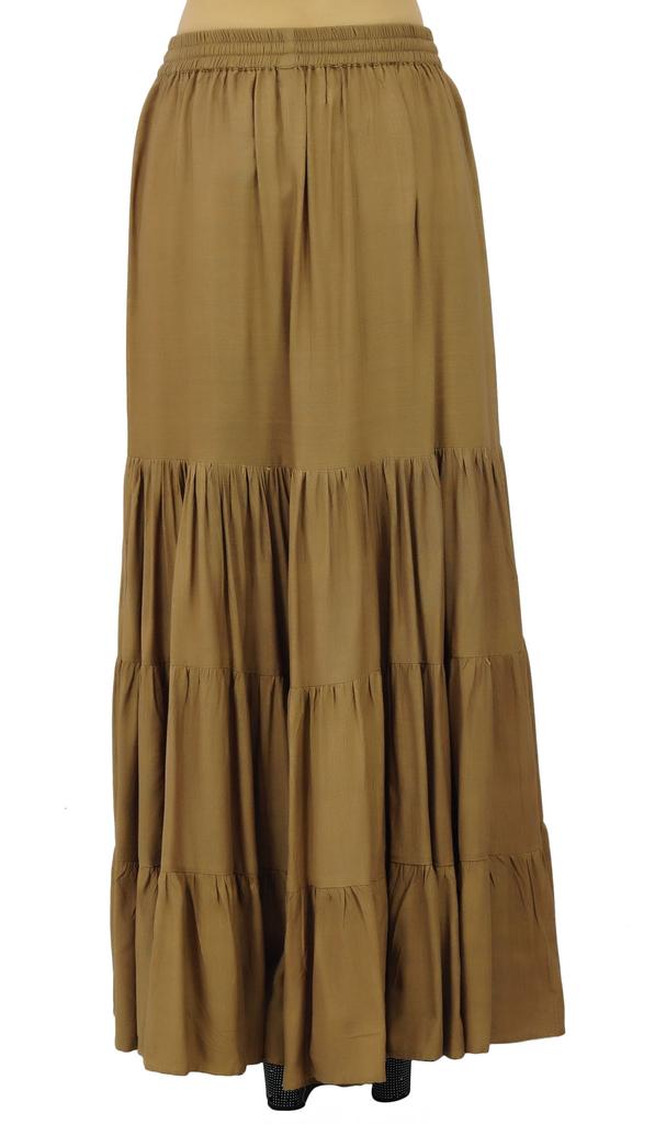 Bimba Длинная расклешенная юбка макси-ярус в стиле бохо с эластичной резинкой на талии из вискозы в стиле бохо