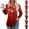 Рубашки с длинным рукавом для женщин Милые принты Графические футболки Блузки Нарядные повседневные блузки Плиссированные туники с круглым вырезом Топы Рождество