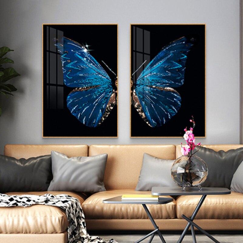 Яркий цвет крылья бабочки скандинавский скандинавский холст хлопок картина Золотая бабочка ретро комната декоративный настенный постер