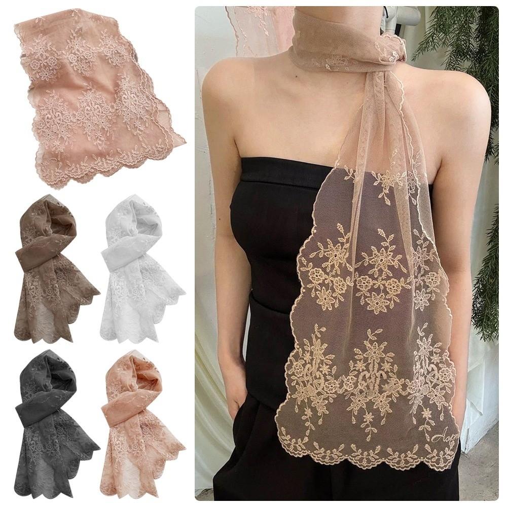 140×30cm Embroidered Headband Elegant Lace Scarf Versatile Neck Scarf for Women