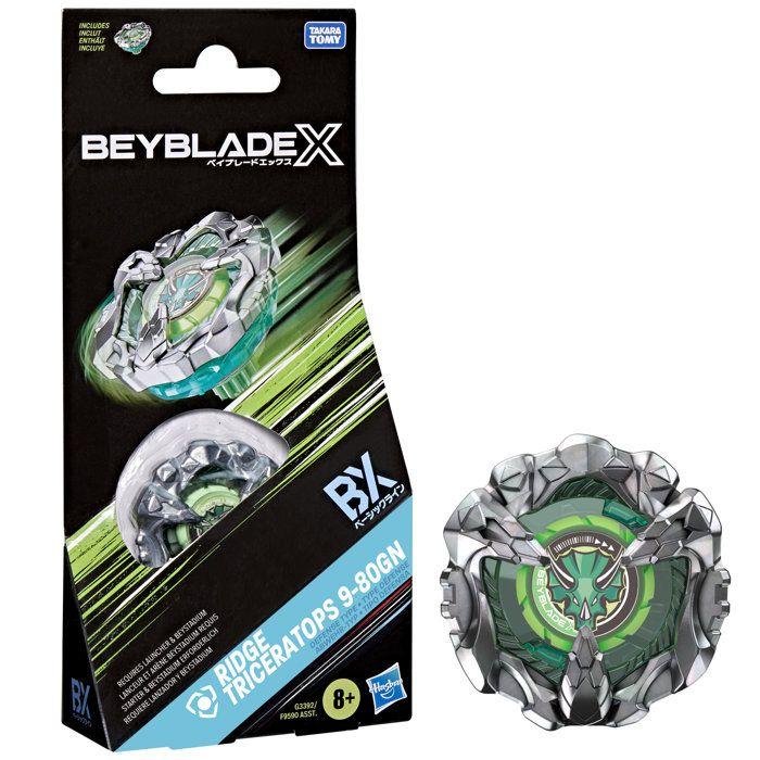 Beyblade X Ridge Triceratops 9-80GN Booster Pack avec toupie Takara Tomy type défense, Jouets toupies de combat, Des 8 ans