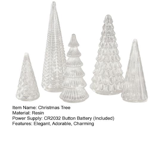 5 шт. Светящиеся стеклянные елочные украшения, светящиеся стеклянные фигурки елок со светодиодной подсветкой для рождественского домашнего настольного декора для вечеринок
