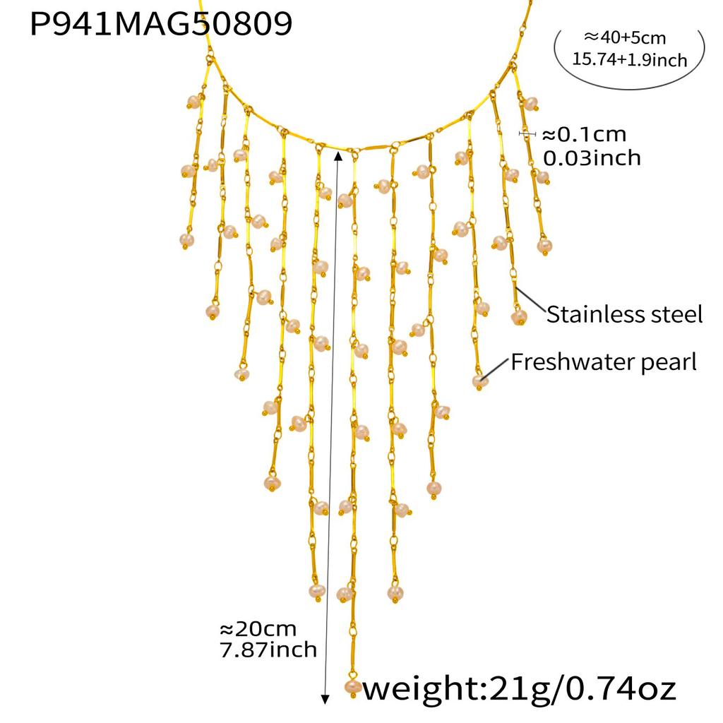 Милое ожерелье с бахромой из нержавеющей стали с 18-каратным золотым покрытием, водонепроницаемое, не тускнеющее, колье-каскад с длинными кисточками для женщин