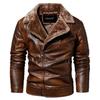 Winter Plus Velvet Lapel Pu Leather Jacket Men's European and American Leather Coat Men
