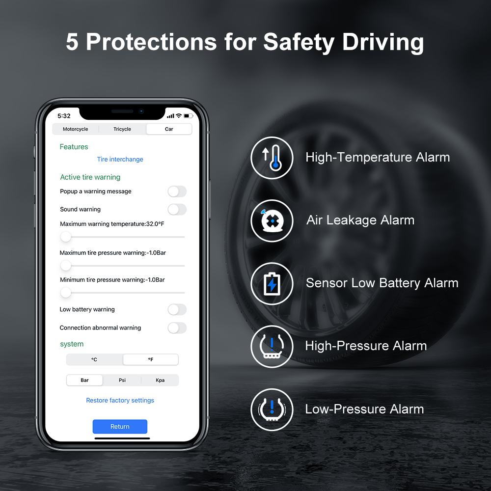 Мотоцикл TPMS Android Датчики давления в шинах Система контроля давления в шинах Внешний датчик Bluetooth Android/IOS Автомобиль TMPS