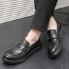 Мода Новые Дизайнерские Мужские Кожаные Туфли Тренд Роскошный Бренд Деловые Кожаные Туфли с Острым Носком Повседневная Обувь Кожаная Пряжка Мужские Лоферы