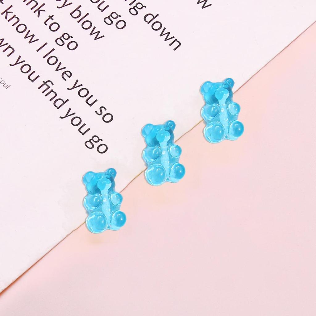 10pcs Resin Candy Color Bear Charms Pendant Beads for Necklace Bracelet Jewelry Making